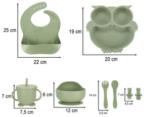 IKO Detský silikónový riad zelený 9ks. – Sova