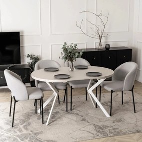 PROXIMA.store - Okrúhly rozkladací stôl LUGO FARBA: biela, FARBA NÔH: biela