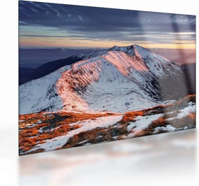 Sklenený obraz - Zimná horská panoráma II. (70x50 cm)