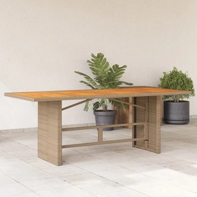 Záhradný stôl s akáciovou doskou béžový 190x80x74 cm polyratan 365311