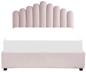 Zamatová posteľ s úložným priestorom 160 x 200 cm ružová VINCENNES Beliani