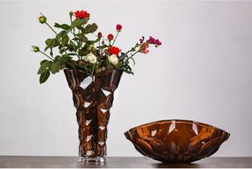 KRIŠTÁĽOVÁ VÁZA BOHEMIA HONEY COMB SMOKEY 355MM