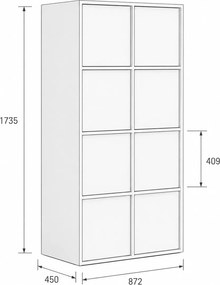 Kancelárska skriňa FRAME, 8x dvere, 872 x 450 x 1735 mm, PUSH-lock, orech