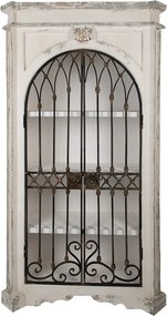Béžovo-šedá antik drevená skriňa s kovovými detailmi Missi - 102*42*190 cm