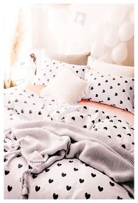 Biele predĺžené obliečky na jednolôžko z bavlny Renforcé s plachtou/3-dielne 160x220 cm Mini Hearts – Mila Home