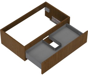 Mexen Rivel, kúpeľňová skrinka 80 cm, 1 zásuvka, drážkovaná, orech, 91A20-08023-1-BF86