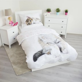 Jerry Fabrics Bavlnené obliečky 140x200 + 70x90 cm - Kitten white