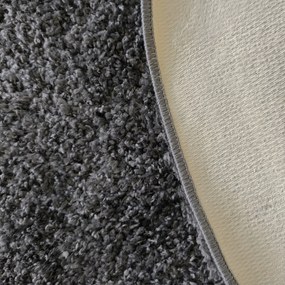 DY Tmavosivý okrúhly shaggy koberec Camel Rozmer: 80 cm