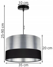 Závesné svietidlo Chromic, 1x chrómové textilné tienidlo (výber z 2 farieb), (výber z 2 farieb konštrukcie), (fi 35cm)