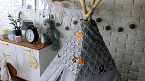 Detský stan TEEPEE (TÍPÍ) ZIMNÉ ZVIERATKÁ s doplnkami - šedý