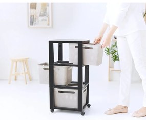 Čierno-béžový plastový pojazdný regál 30x77 cm Brisen - Rotho