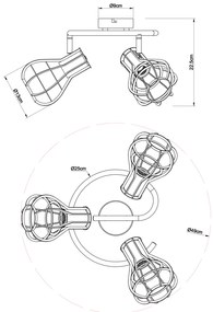 GLOBO CLASTRA 15388-3 Stropné svietidlo