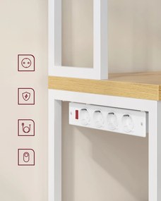 VASAGLE kuchynská polica s integrovanou zásuvkou 40×60×170 cm, dub-biela