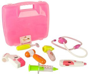 KIK Detský lekársky set v kufríku DOCTOR – hračka pre deti so svetlami a zvukmi, ružový