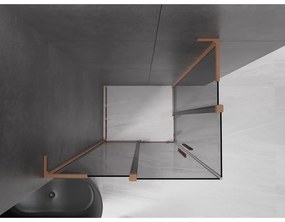 Mexen Velar L Duo, sprchový kút s posuvnými dverami 100 x 90 cm, 8mm šedé sklo, medená matná, 871-100-090-02-43-65
