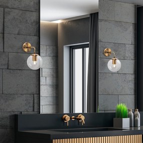 Nástenná lampa Viran retro zlatá/číre sklo