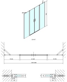 Polysan, ZOOM LINE sprchové dvere 1800mm, číre sklo, ZL1417