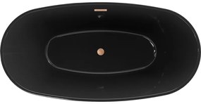 Mexen Eris, voľne stojaca vaňa 170 x 80 cm, čierna,  medený prepad, 53441708070-65