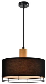 Závesný luster ARDI na lanku, 1xE27/40W/230V, čierna/hnedá