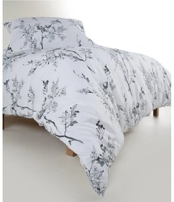 Biele/sivé obliečky na dvojlôžko/predĺžené z bavlny Renforcé 240x220 cm White Floral – Mila Home Luxury