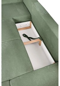 Svetlozelená menčestrová rozkladacia rohová pohovka (pravý roh/do tvaru "U") Tori – Bonami Selection