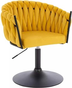 LuxuryForm DESIGN Stolička NORDEN VELUR na čiernom tanieri - žltá