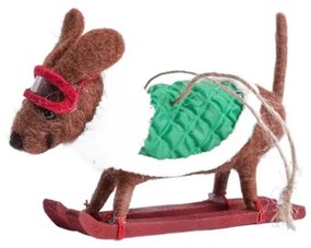 Vianočná ozdoba PETTIES jazvečík na lyžiach 705793