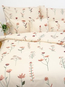 Predĺžené saténové obliečky - Vlčie maky béžové