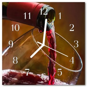 Nástenné sklenené hodiny Víno 30x30 cm