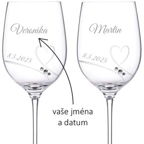 Dekorant Svadobné poháre na biele víno Romance s kamienkami Swarovski 330ml 2KS