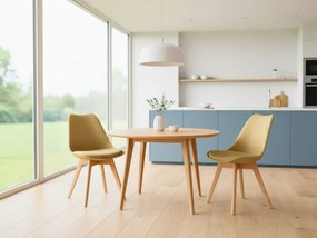 AKCIA Béžová stolička BALI MARK s bukovými nohami II. kvalita