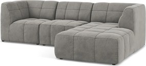 Sivá zamatová rohová pohovka (pravý roh/s leňoškou) Aloha – Makamii