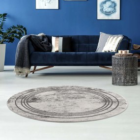 Dekorstudio Moderný okrúhly koberec NOA - vzor 9341 sivý Priemer koberca: 160cm