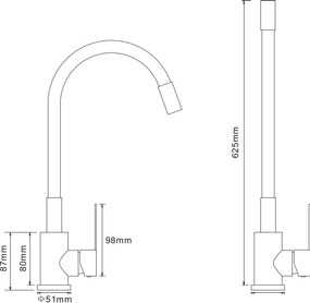 Gamma Flex 2000, stojanková drezová batéria s flexibilným ramenom, biela-zlatá lesklá, GMA-BFX-2000WHGD