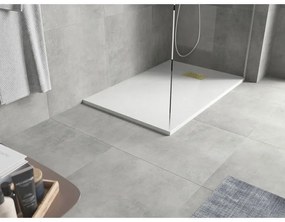 Mexen Hugo, obdĺžniková sprchová vanička SMC 100 x 80 cm, biela, zlatá krytka, 42108010-G