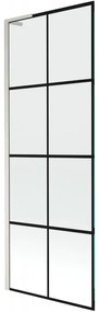 Mexen Next L, 1-krídlová vaňová zástena 70 x 150 cm, 6mm číre sklo-čierny vzor, 6mm číre sklo, profil brúsená oceľ, 895-070-000-03-77-97