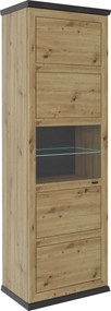 XXXLutz VITRÍNA, tmavosivá, dub artisan, 69,6/209,4/43 cm Hom`in - Sklenené vitríny - 000003002907