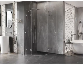 Mexen Lunar, polkruhový výklopný sprchový kút 90 x 90 cm, 8mm číre sklo, chrómový profil, 833-090L-090P-01-00