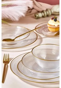 24-dielna jedálenská súprava z číreho skla so zlatým zdobením