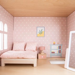 Drevený dom pre bábiky s nábytkom