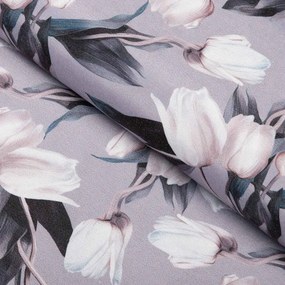 Biante Dekoračný obdĺžnikový obrus PML-034 Biele tulipány na sivom 120x160 cm