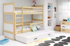 3-lôžková poschodová posteľ RICO so zásuvkou, prírodná/biela