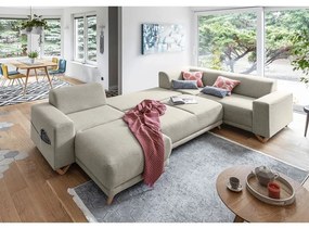 Béžová rozkladacia/s úložným priestorom rohová pohovka (pravý roh/do tvaru "U") Classy Sophie – Miuform