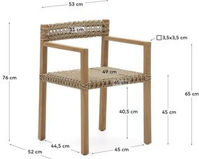 Drevené/ratanové záhradné stoličky v súprave 2 ks v prírodnej farbe Giverola – Kave Home