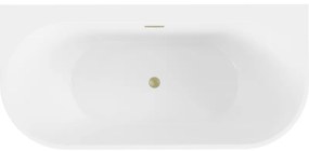 Mexen Oval+, voľne stojaca vaňa ku stene 170 x 80 cm, biela lesklá, zlatý matný prepad, 52681708000-55