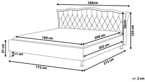 Čalúnená posteľ king size 160x200cm sivá METZ Beliani