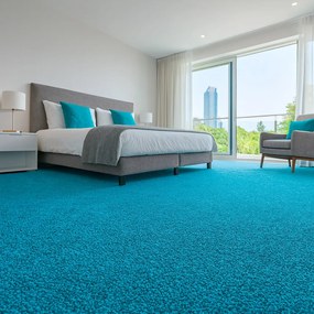 Vopi, AKCIA: 200x400 cm Koberec metráž Eton Exklusive Türkis - neúčtujeme odrezky z role, šíře, modrá, ab (mriežka), detská izba