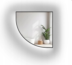 Zrkadlo Cvartka z kruhu v čiernom ráme Mdf s Led podsvietením 160x160