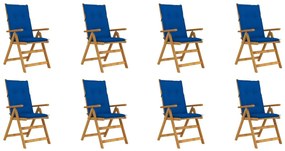 Skladacie záhradné stoličky s podložkami 8 ks akáciový masív 3075079