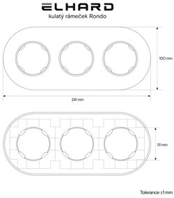 Elhard Okrúhly trojrámček Rondo, biely RD3003W